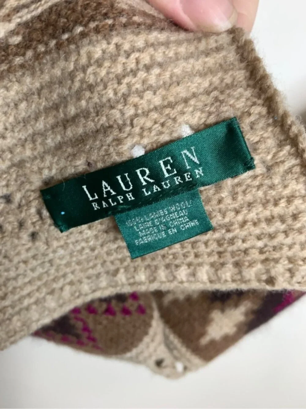 Lauren Ralph Lauren 100% Lambswool Patchwork Fair Isle Long Scarf